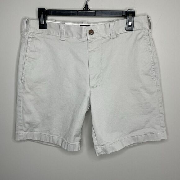 J CREW Chino Shorts Men 31 x 7 Beige Flat-Front Cotton Blend L0923 - Picture 1 of 10